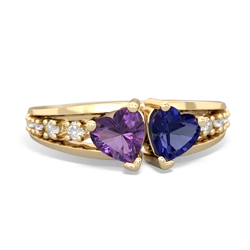 Amethyst Heart To Heart 14K Yellow Gold ring R3342