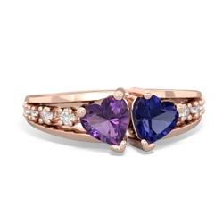 Amethyst Heart To Heart 14K Rose Gold ring R3342