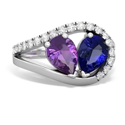 Amethyst Nestled Heart Keepsake 14K White Gold ring R5650