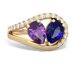 Amethyst Nestled Heart Keepsake 14K Yellow Gold ring R5650