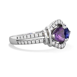 Amethyst Art-Deco Keepsake 14K White Gold ring R5630