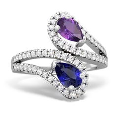 Amethyst Diamond Dazzler 14K White Gold ring R3000