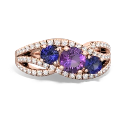 Amethyst Three Stone Aurora 14K Rose Gold ring R3080