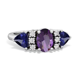 Amethyst Antique Style Three Stone 14K White Gold ring R2186