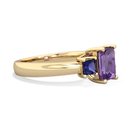 Amethyst Three Stone Emerald-Cut Trellis 14K Yellow Gold ring R4021