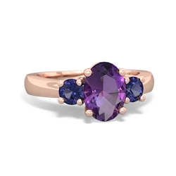 Amethyst Three Stone Oval Trellis 14K Rose Gold ring R4024