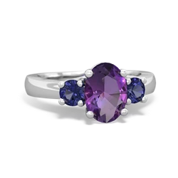 Amethyst Three Stone Oval Trellis 14K White Gold ring R4024