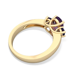 Amethyst Three Stone Oval Trellis 14K Yellow Gold ring R4024