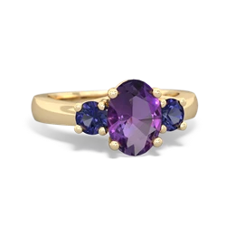 Amethyst Three Stone Oval Trellis 14K Yellow Gold ring R4024