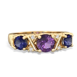 Amethyst Hugs And Kisses 14K Yellow Gold ring R5016