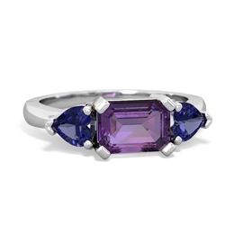 Amethyst Three Stone 14K White Gold ring R5235
