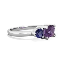 Amethyst Three Stone 14K White Gold ring R5235