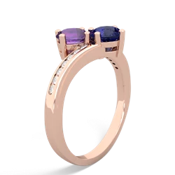 Amethyst Channel Set Two Stone 14K Rose Gold ring R5303