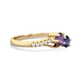 Amethyst Infinity Pave Two Stone 14K Yellow Gold ring R5285