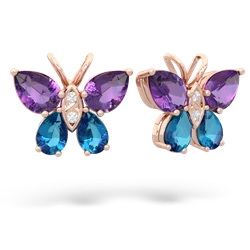 Amethyst Butterfly 14K Rose Gold earrings E2215