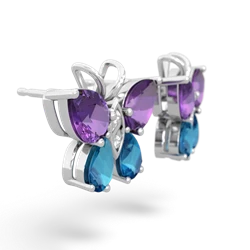 Amethyst Butterfly 14K White Gold earrings E2215