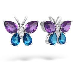 Amethyst Butterfly 14K White Gold earrings E2215