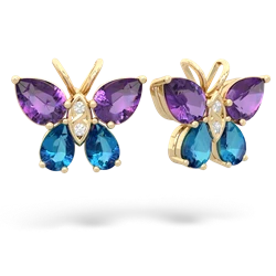 Amethyst Butterfly 14K Yellow Gold earrings E2215