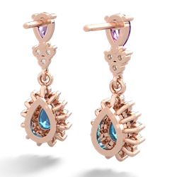 Amethyst Halo Pear Dangle 14K Rose Gold earrings E1882