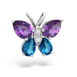 Amethyst Butterfly 14K White Gold pendant P2215