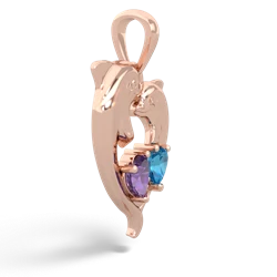 Amethyst Dolphin Heart 14K Rose Gold pendant P5820