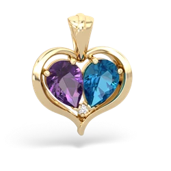 Amethyst Two Become One 14K Yellow Gold pendant P5330