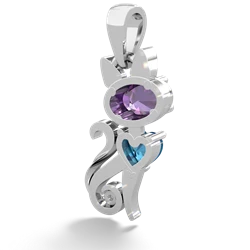 Amethyst Kitten 14K White Gold pendant P5780