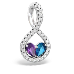 Amethyst Pave Twist 'One Heart' 14K White Gold pendant P5360