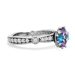 Amethyst Sparkling Tiara Cluster 14K White Gold ring R26293RD