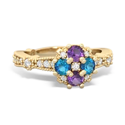 Amethyst Sparkling Tiara Cluster 14K Yellow Gold ring R26293RD