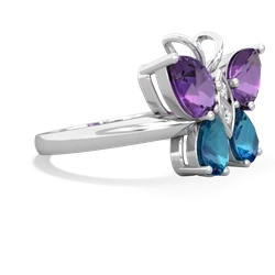 Amethyst Butterfly 14K White Gold ring R2215