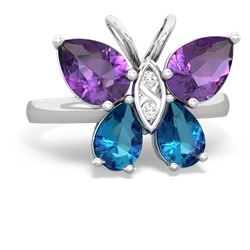 Amethyst Butterfly 14K White Gold ring R2215