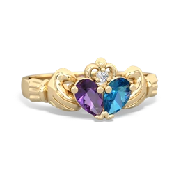 Amethyst 'Our Heart' Claddagh 14K Yellow Gold ring R2388