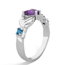 Amethyst Claddagh Keepsake 14K White Gold ring R5245