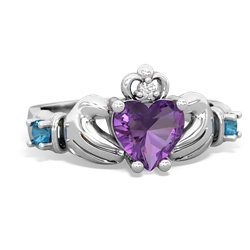 Amethyst Claddagh Keepsake 14K White Gold ring R5245