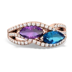 Amethyst Diamond Rivers 14K Rose Gold ring R3070