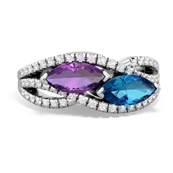 Amethyst Diamond Rivers 14K White Gold ring R3070