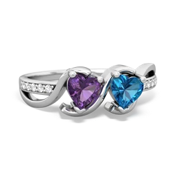 Amethyst Side By Side 14K White Gold ring R3090