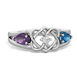 Amethyst Hearts Intertwined 14K White Gold ring R5880