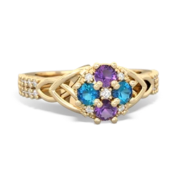 Amethyst Celtic Knot Cluster Engagement 14K Yellow Gold ring R26443RD