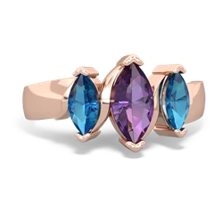 Amethyst Three Peeks 14K Rose Gold ring R2433