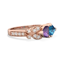 Amethyst Diamond Butterflies 14K Rose Gold ring R5601