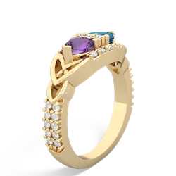 Amethyst Sparkling Celtic Knot 14K Yellow Gold ring R2645