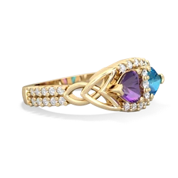 Amethyst Sparkling Celtic Knot 14K Yellow Gold ring R2645