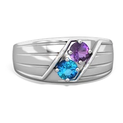 Amethyst Men's Streamline 14K White Gold ring R0460