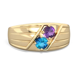 Amethyst Men's Streamline 14K Yellow Gold ring R0460