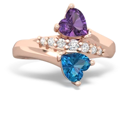 Amethyst Heart To Heart 14K Rose Gold ring R2064