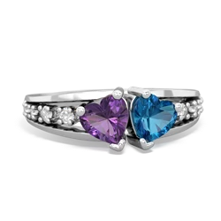 Amethyst Heart To Heart 14K White Gold ring R3342