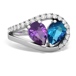 Amethyst Nestled Heart Keepsake 14K White Gold ring R5650