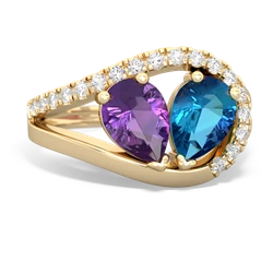 Amethyst Nestled Heart Keepsake 14K Yellow Gold ring R5650